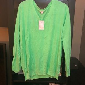 NWT GAP neon green lightweight V-neck sweater XXL